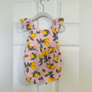 Lemon Print Kids Romper - Pink